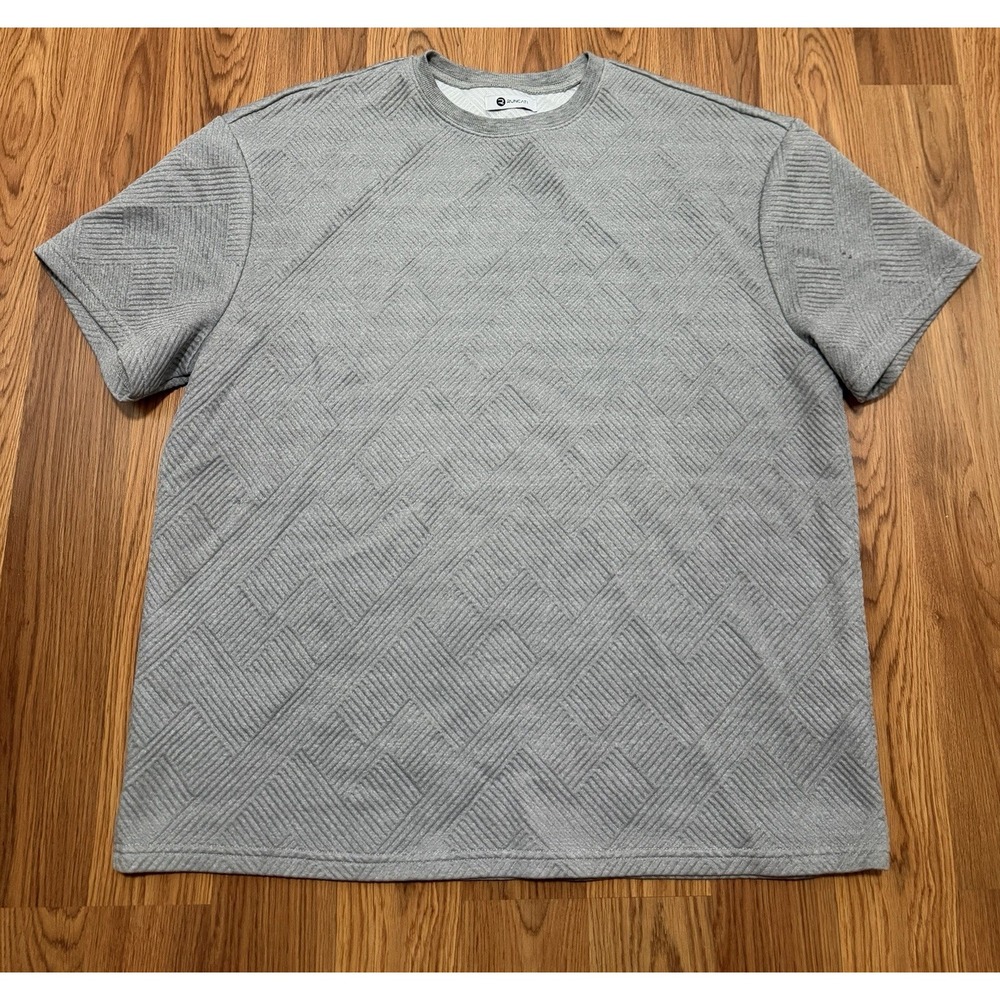 Runcati T-Shirt Mens Large Textured Geometric Knit Crew Neck Gray